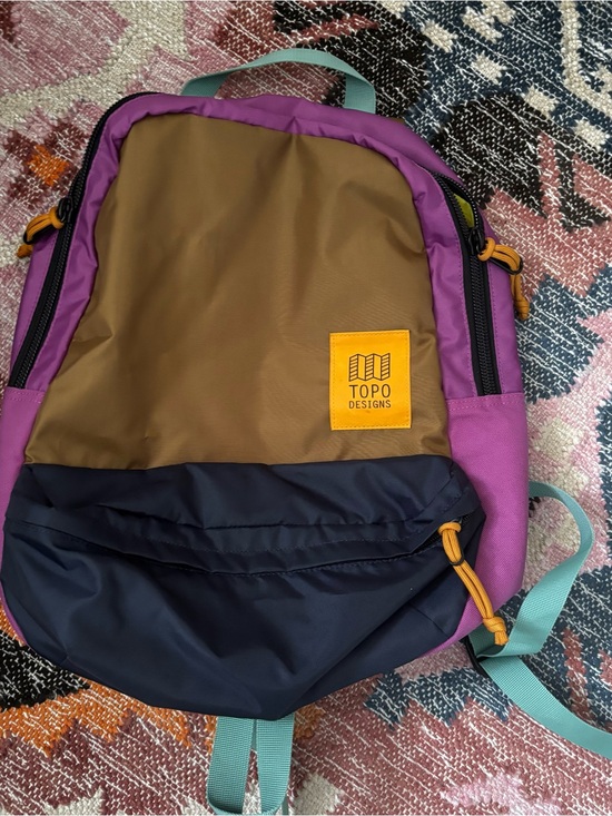 Topo Designs Handbags - NEW! Topo Designs Purple, Brown & Navy Daypack with Teal Straps